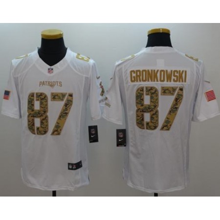 Nike Patriots #87 Rob Gronkowski White Men's Stitched NFL Limited Salute to Service Jersey