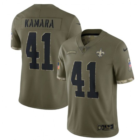 Men's New Orleans Saints #41 Alvin Kamara Olive 2022 Salute To Service Limited Stitched Jersey