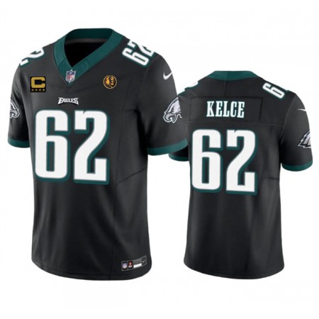 Men's Philadelphia Eagles #62 Jason Kelce Black 2023 F.U.S.E. With 4-star C Patch And John Madden Patch Vapor Limited Stitched Football Jersey