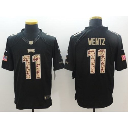 Nike Eagles #11 Carson Wentz Black Men's Stitched NFL Limited Salute to Service Jersey