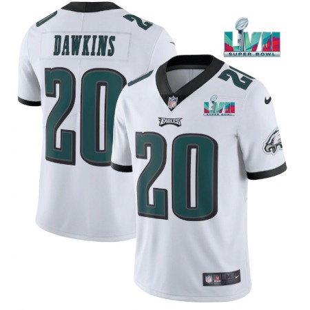 Men's Philadelphia Eagles #20 Brian Dawkins White Super Bowl LVII Patch Vapor Untouchable Limited Stitched Jersey