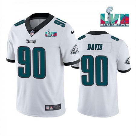 Men's Philadelphia Eagles #90 Jordan Davis White Super Bowl LVII Patch Vapor Untouchable Limited Stitched Jersey