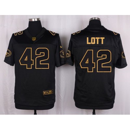 Nike 49ers #42 Ronnie Lott Black Men's Stitched NFL Elite Pro Line Gold Collection Jersey