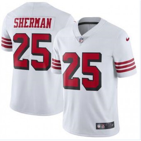 Men's San Francisco 49ers #25 Richard Sherman Nike White Color Rush Vapor Untouchable Limited Stitched NFL Jersey