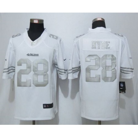 Nike 49ers #28 Carlos Hyde White Men's Stitched NFL Limited Platinum Jersey