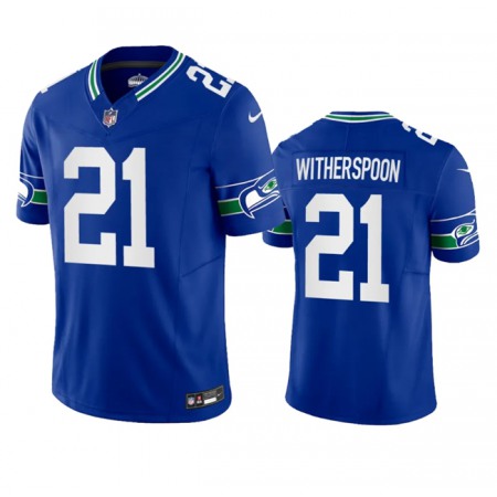 Men's Seattle Seahawks #21 Devon Witherspoon Royal 2023 F.U.S.E. Vapor Limited Throwback Stitched Jersey