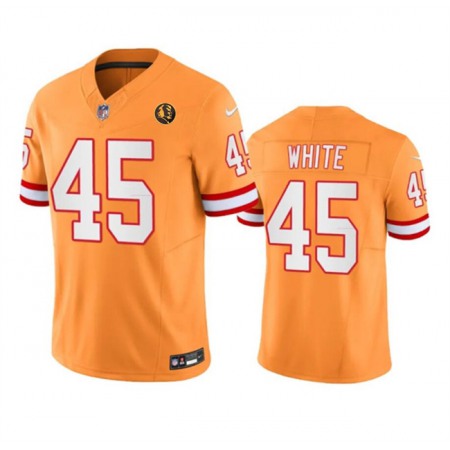 Men's Tampa Bay Buccaneers #45 Devin White Orange 2023 F.U.S.E. Throwback With John Madden Patch Vapor Limited Stitched Football Jersey