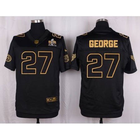 Nike Titans #27 Eddie George Black Men's Stitched NFL Elite Pro Line Gold Collection Jersey