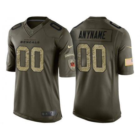 Men's Cincinnati Bengals Customized Green Camo Salute to Service Stitched Jersey