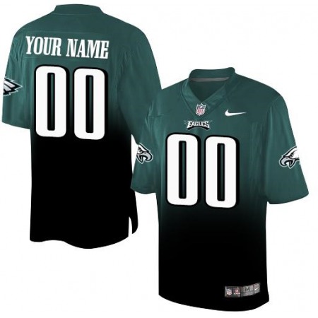 Nike Philadelphia Eagles Customized Midnight Green/Black Men's Stitched Elite Fadeaway Fashion NFL Jersey