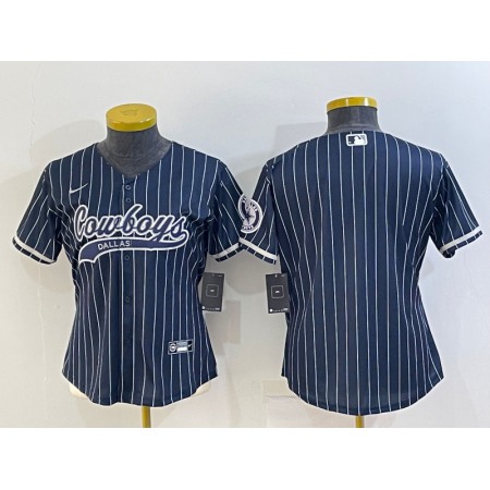 Youth Dallas Cowboys Blank Navy With Patch Cool Base Stitched Baseball Jersey