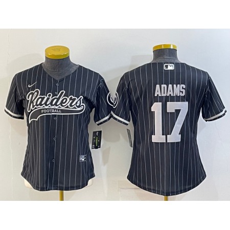 Youth Las Vegas Raiders #17 Davante Adams Black With Patch Cool Base Stitched Baseball Jersey