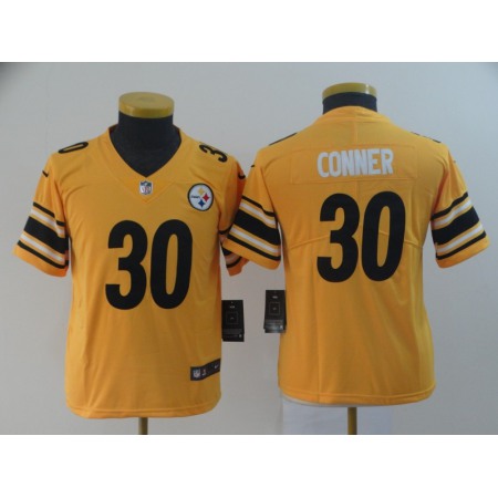 Youth Pittsburgh Steelers #30 James Conner 2019 Gold Inverted Legend Stitched NFL Jersey