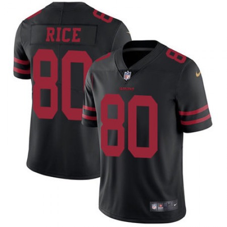 Youth NFL San Francisco 49ers #80 Jerry Rice Black Vapor Untouchable Limited Stitched Jersey