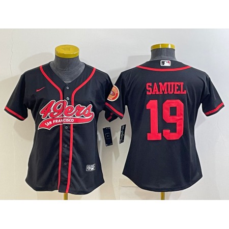 Youth San Francisco 49ers #19 Deebo Samuel Black With Patch Cool Base Stitched Baseball Jersey