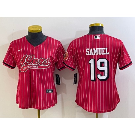 Youth San Francisco 49ers #19 Deebo Samuel New Red With Patch Cool Base Stitched Baseball Jersey