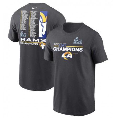 Men's Los Angeles Rams 2022 Anthracite Super Bowl LVI Champions Roster T-Shirt