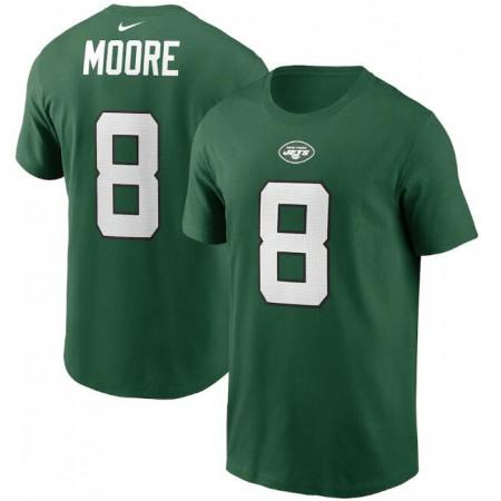 Men's New York Jets #8 Elijah Moore 2021 Green NFL Draft First Round Pick Player Name & Number T-Shirt