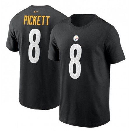 Men's Pittsburgh Steelers #8 Kenny Pickett 2022 Black NFL Draft First Round Pick Player Name & Number T-Shirt