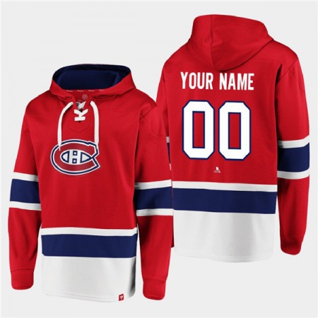 Men's Montreal Canadiens Active Player Custom Red Ageless Must-Have Lace-Up Pullover Hoodie