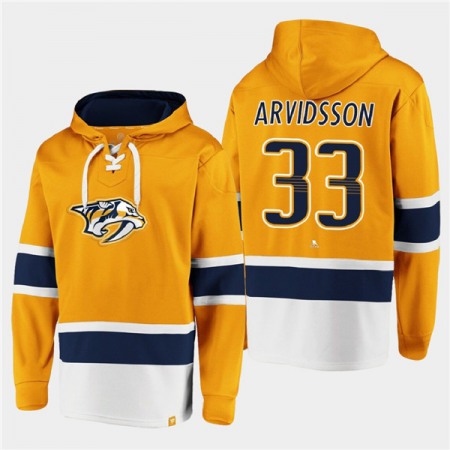 Men's Nashville Predators #33 David Rittich Gold Ageless Must-Have Lace-Up Pullover Hoodie