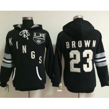 Los Angeles Kings #23 Dustin Brown Black Women's Old Time Heidi Hoodie