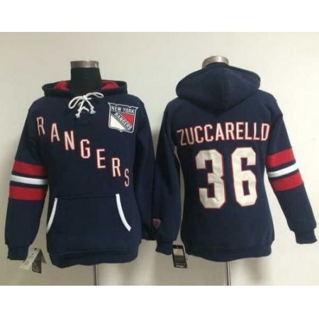 New York Rangers #36 Mats Zuccarello Navy Blue Women's Old Time Heidi NHL Hoodie