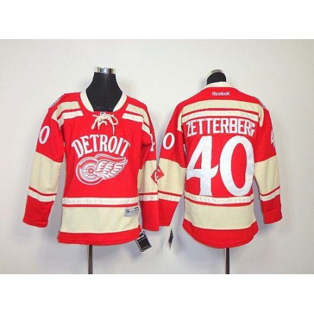 Red Wings #40 Henrik Zetterberg Red 2014 Winter Classic Stitched Youth NHL Jersey