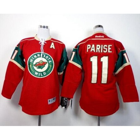 Wild #11 Zach Parise Red Stitched Youth NHL Jersey