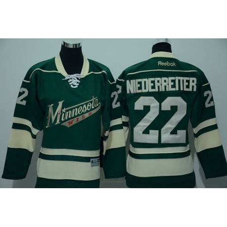 Wild #22 Nino Niederreiter Green Stitched Youth NHL Jersey