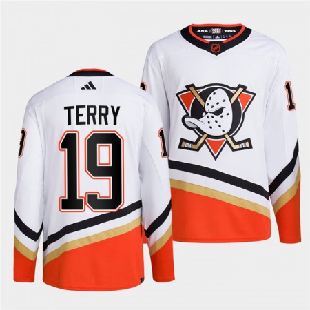 Men's Anaheim Ducks #19 Troy Terry White 2022-23 Reverse Retro Stitched Jersey