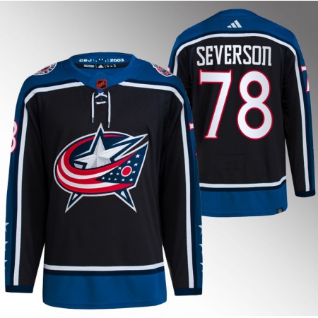 Men's Columbus Blue Jackets #78 Damon Severson Black 2022-23 Reverse Retro Stitched Jersey