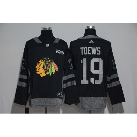 Chicago Blackhawks #19 Jonathan Toews Black Men's 1917-2017 100th Anniversary Stitched NHL Jersey