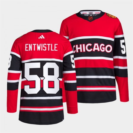 Men's Chicago Blackhawks #58 MacKenzie Entwistle Red Black 2022-23 Reverse Retro Stitched Jersey