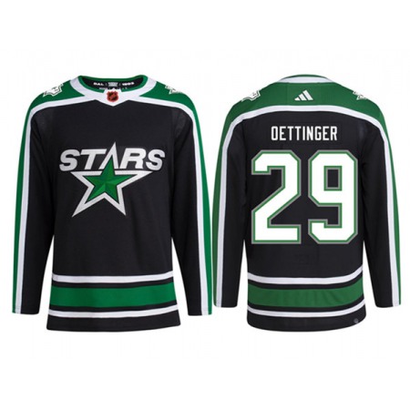 Men's Dallas Stars #29 Jake Oettinger Black 2022-23 Reverse Retro Stitched Jersey