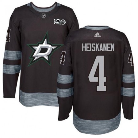 Men's Dallas Stars #4 Miro Heiskanen Black 1917-2017 100th Anniversary Stitched Jersey