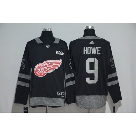 Detroit Red Wings #9 Gordie Howe Black Men's 1917-2017 100th Anniversary Stitched NHL Jersey