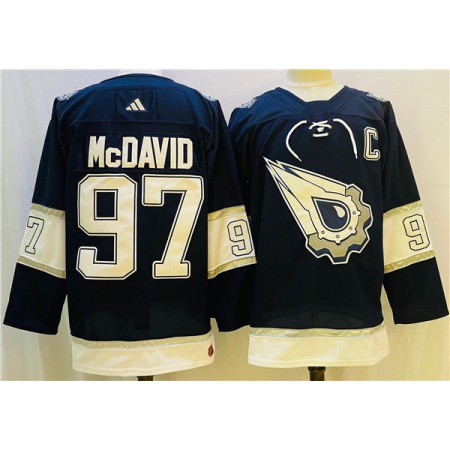 Men's Edmonton Oilers #97 Connor McDavid Navy/White Stitched Jersey