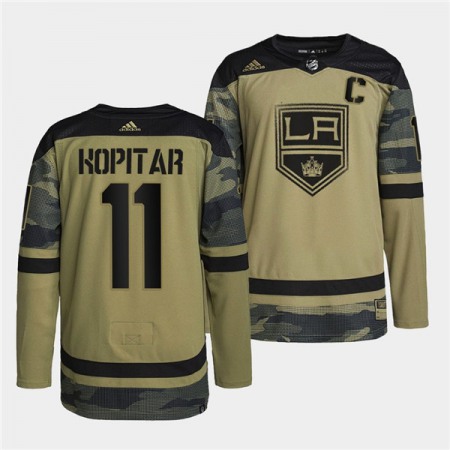 Men's Los Angeles Kings #11 Anze Kopitar 2022 Camo Military Appreciation Night Stitched Jersey