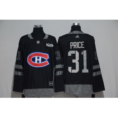 Montreal Canadiens #31 Carey Price Black Men's 1917-2017 100th Anniversary Stitched NHL Jersey