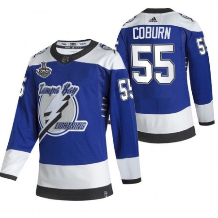 Men's Tampa Bay Lightning #55 Braydon Coburn 2021 Blue Stanley Cup Final Bound Reverse Retro Stitched Jersey