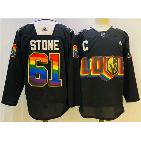 Men's Vegas Golden Knights #61 Mark Stone 2022 Black Pride night Stitched Jersey