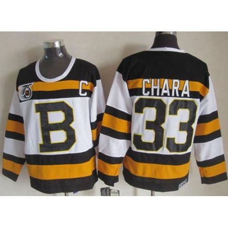 Bruins #33 Zdeno Chara White CCM Throwback 75TH Stitched NHL Jersey