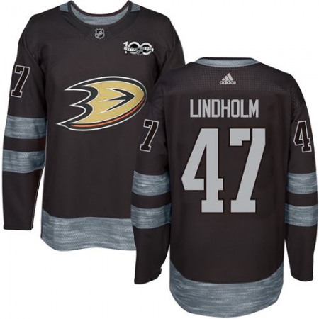 Ducks #47 Hampus Lindholm Black 1917-2017 100th Anniversary Stitched NHL Jersey