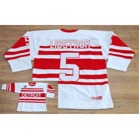 Red Wings #5 Nicklas Lidstrom White CCM Throwback 75TH Stitched NHL Jersey