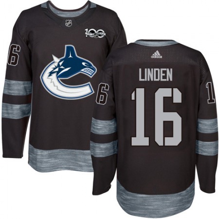 Canucks #16 Trevor Linden Black 1917-2017 100th Anniversary Stitched NHL Jersey