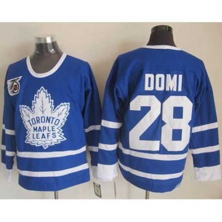 Maple Leafs #28 Tie Domi Blue 75th CCM Throwback Stitched NHL Jersey