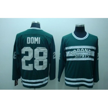 Maple Leafs #28 Tie Domi Stitched Green CCM Throwback NHL Jersey