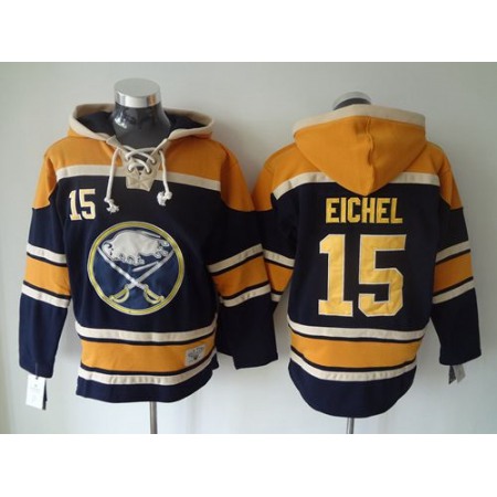 Sabres #15 Jack Eichel Navy Blue Sawyer Hooded Sweatshirt Stitched NHL Jersey