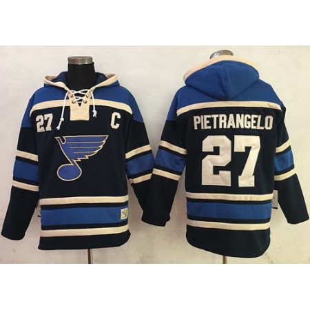 Blues #27 Alex Pietrangelo Navy Blue Sawyer Hooded Sweatshirt Stitched NHL Jersey